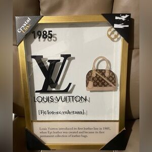 LV Glass Frame Featuring the Alma Bag in  Gold Metallic Frame, 11” x 14,” NWT